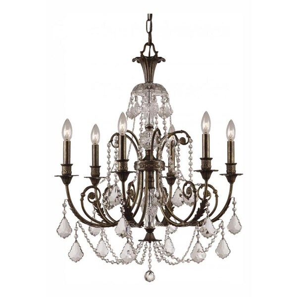 Crystorama Six Light English Bronze Up Chandelier 5116-EB-CL-S